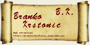 Branko Krstonić vizit kartica